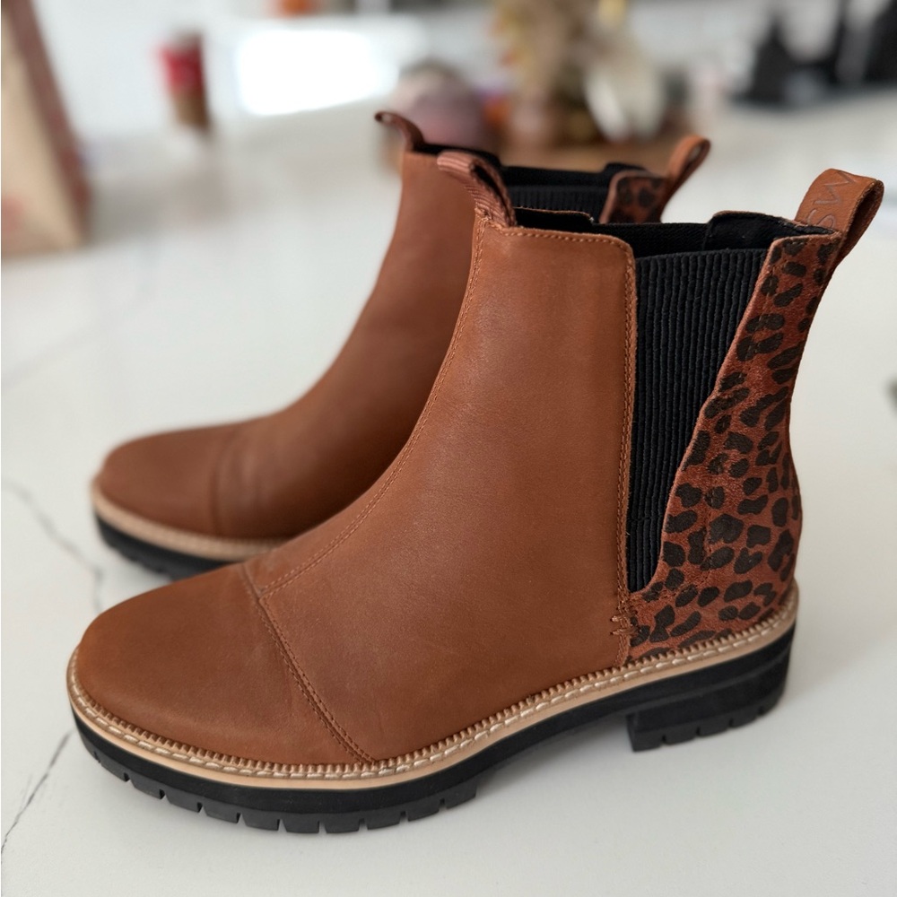 TOMS Womens Dakota Leopard Cheetah Pull On Ankle Boots